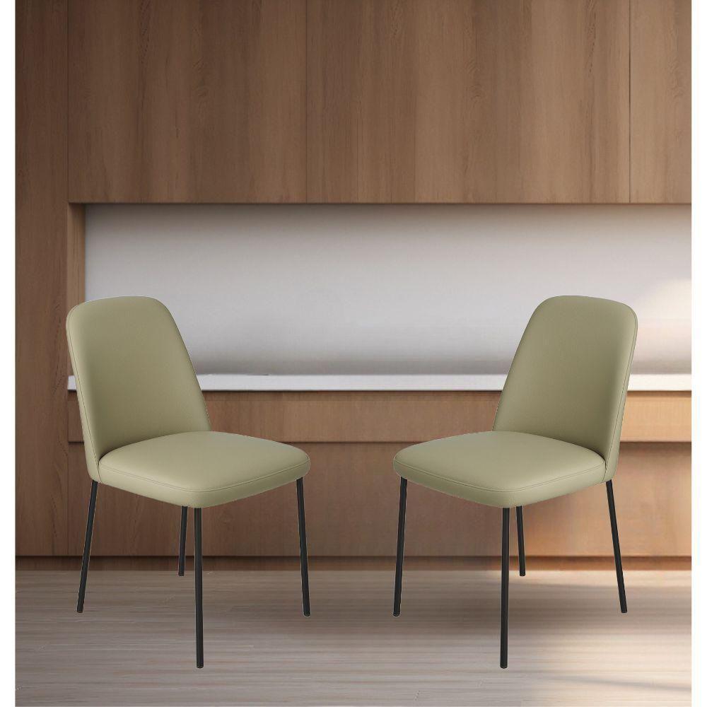 Conjunto 2 Cadeiras Londres Couro Areia Metal Preto - 2