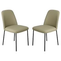 Conjunto 2 Cadeiras Londres Couro Areia Metal Preto - 1