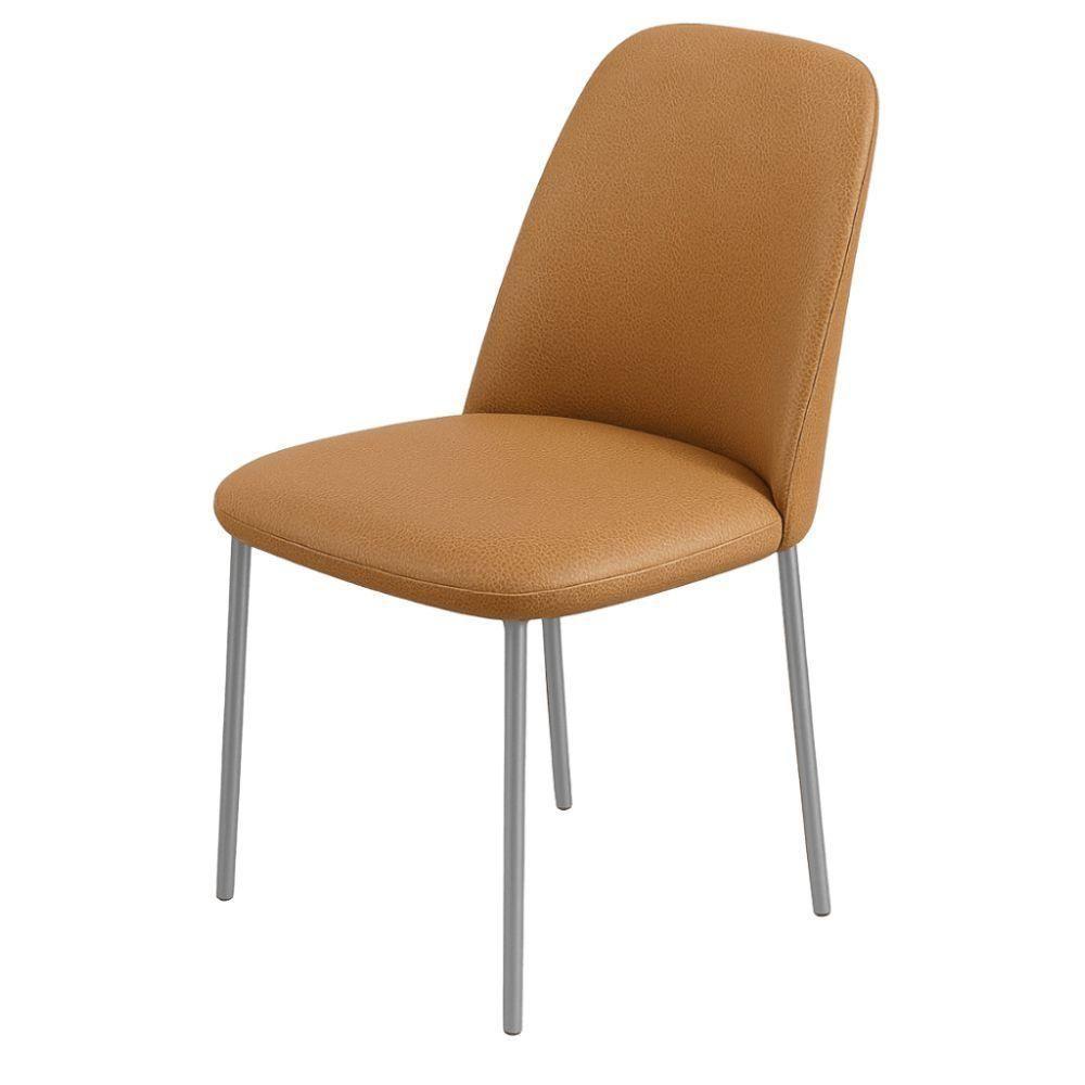 Conjunto 2 Cadeiras Londres Couro Bege Metal Champanhe - 4