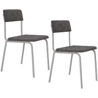 Kit 02 Cadeiras Estofada Para Sala De Jantar Sense Branco C01 Linho Prata - Lyam Decor - 1