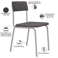 Kit 02 Cadeiras Estofada Para Sala De Jantar Sense Branco C01 Linho Prata - Lyam Decor