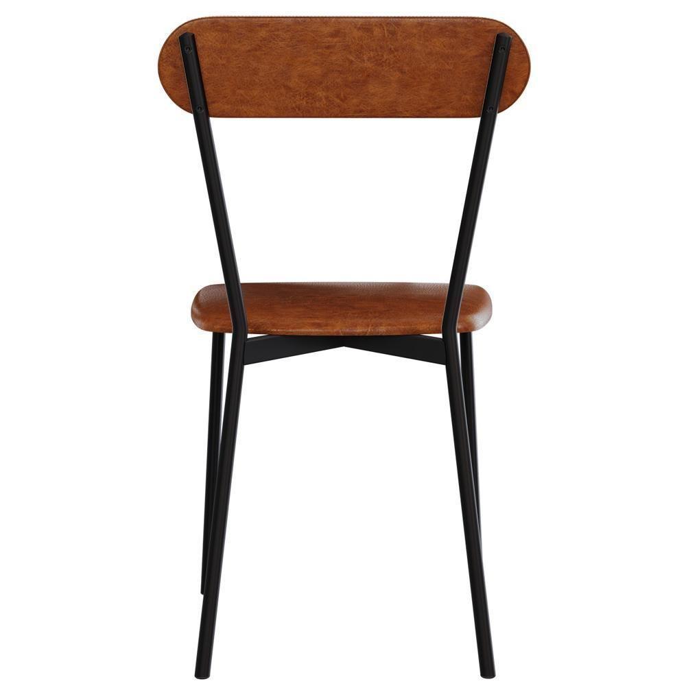 Kit 05 Cadeiras Estofada Para Sala De Jantar Liora Preto C01 Courino Caramelo - Lyam Decor - 3