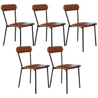 Kit 05 Cadeiras Estofada Para Sala De Jantar Liora Preto C01 Courino Caramelo - Lyam Decor - 1