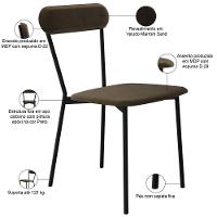 Kit 03 Cadeiras Estofada Para Sala De Jantar Liora Preto C01 Veludo Marrom Sand - Lyam Decor