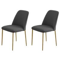 Conjunto 2 Cadeiras Londres Veludo Cinza Metal Dourado - 6