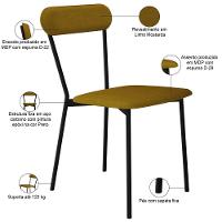 Kit 05 Cadeiras Estofada Para Sala De Jantar Liora Preto C01 Linho Mostarda - Lyam Decor