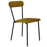 Kit 05 Cadeiras Estofada Para Sala De Jantar Liora Preto C01 Linho Mostarda - Lyam Decor - 6