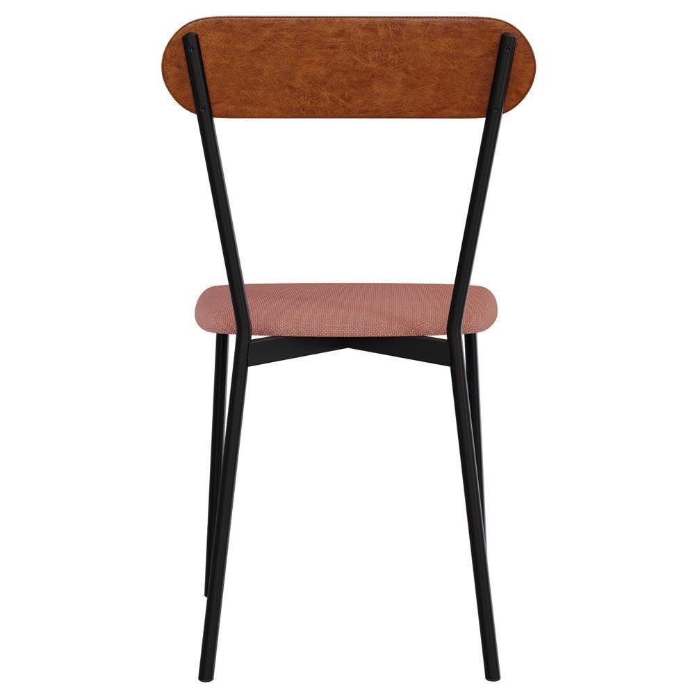Cadeira Estofada Para Sala De Jantar Liora Preto C01 Linho Rosê Courino Caramelo - Lyam Decor - 7