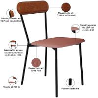 Cadeira Estofada Para Sala De Jantar Liora Preto C01 Linho Rosê Courino Caramelo - Lyam Decor