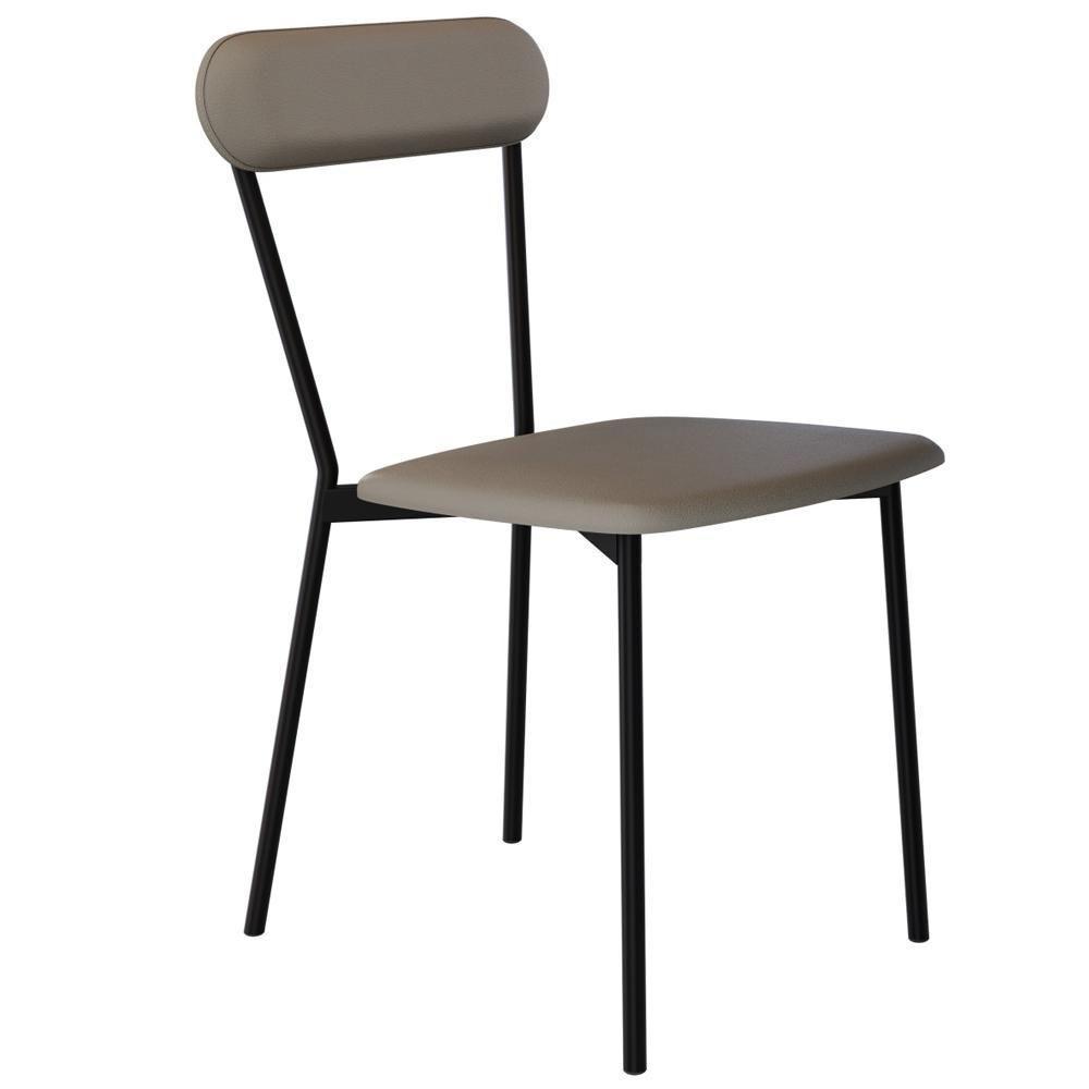 Kit 04 Cadeiras Estofada Para Sala De Jantar Liora Preto C01 Courino Cinza - Lyam Decor - 2