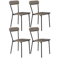 Kit 04 Cadeiras Estofada Para Sala De Jantar Liora Preto C01 Courino Cinza - Lyam Decor - 1