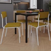 Kit 08 Cadeiras Estofada Para Sala De Jantar Sense Branco C01 Linho Mostarda - Lyam Decor - 2