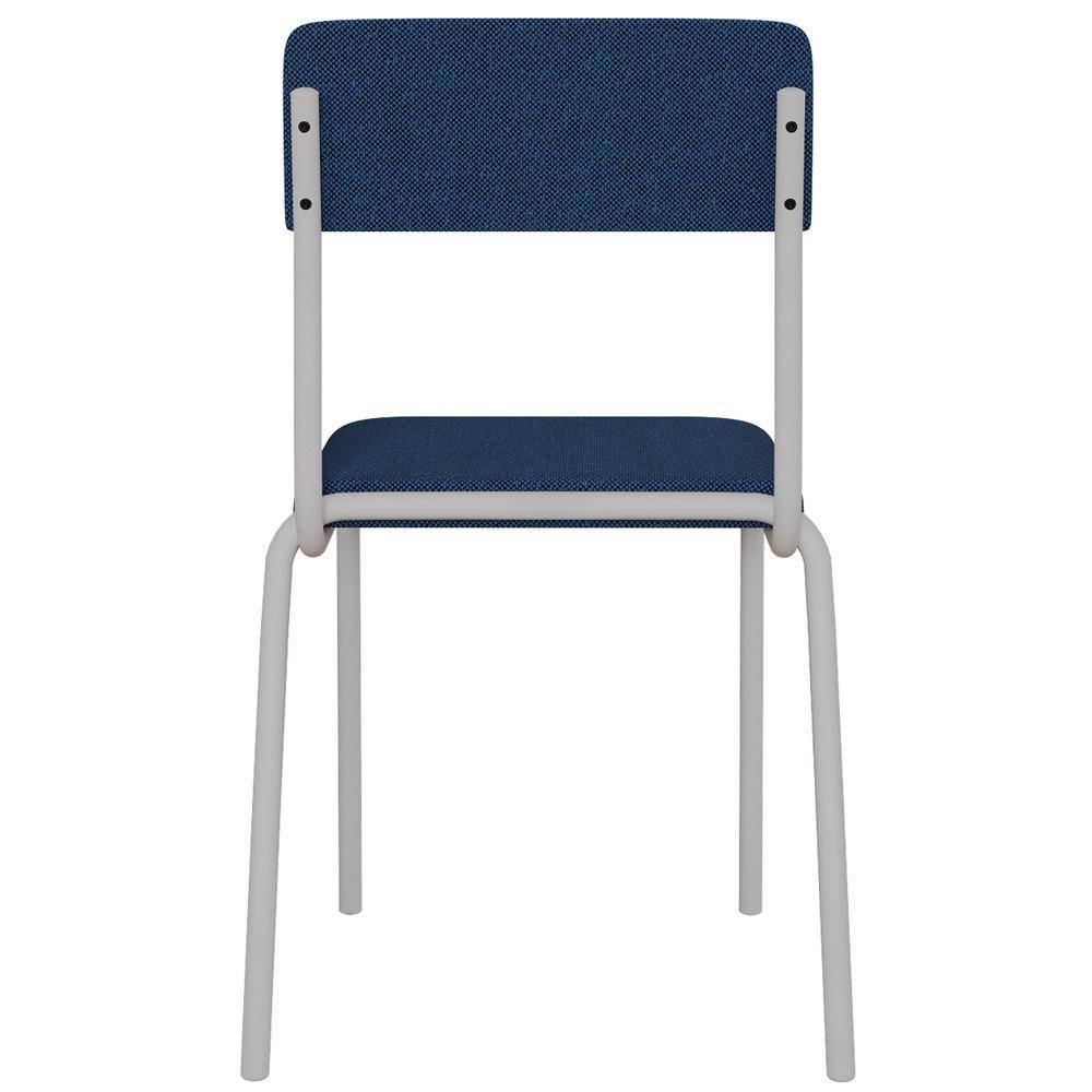 Kit 04 Cadeiras Estofada Para Sala De Jantar Sense Branco C01 Linho Azul Escuro - Lyam Decor - 9