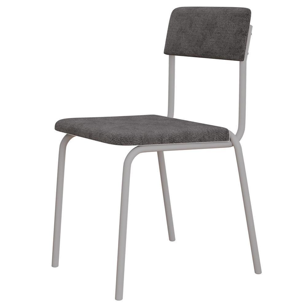 Kit 03 Cadeiras Estofada Para Sala De Jantar Sense Branco C01 Linho Prata - Lyam Decor - 7