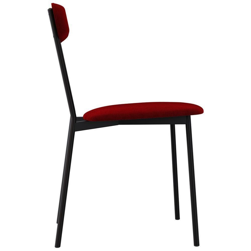 Kit 08 Cadeiras Estofada Para Sala De Jantar Liora Preto C01 Veludo Vermelho Vinho - Lyam Decor - 8