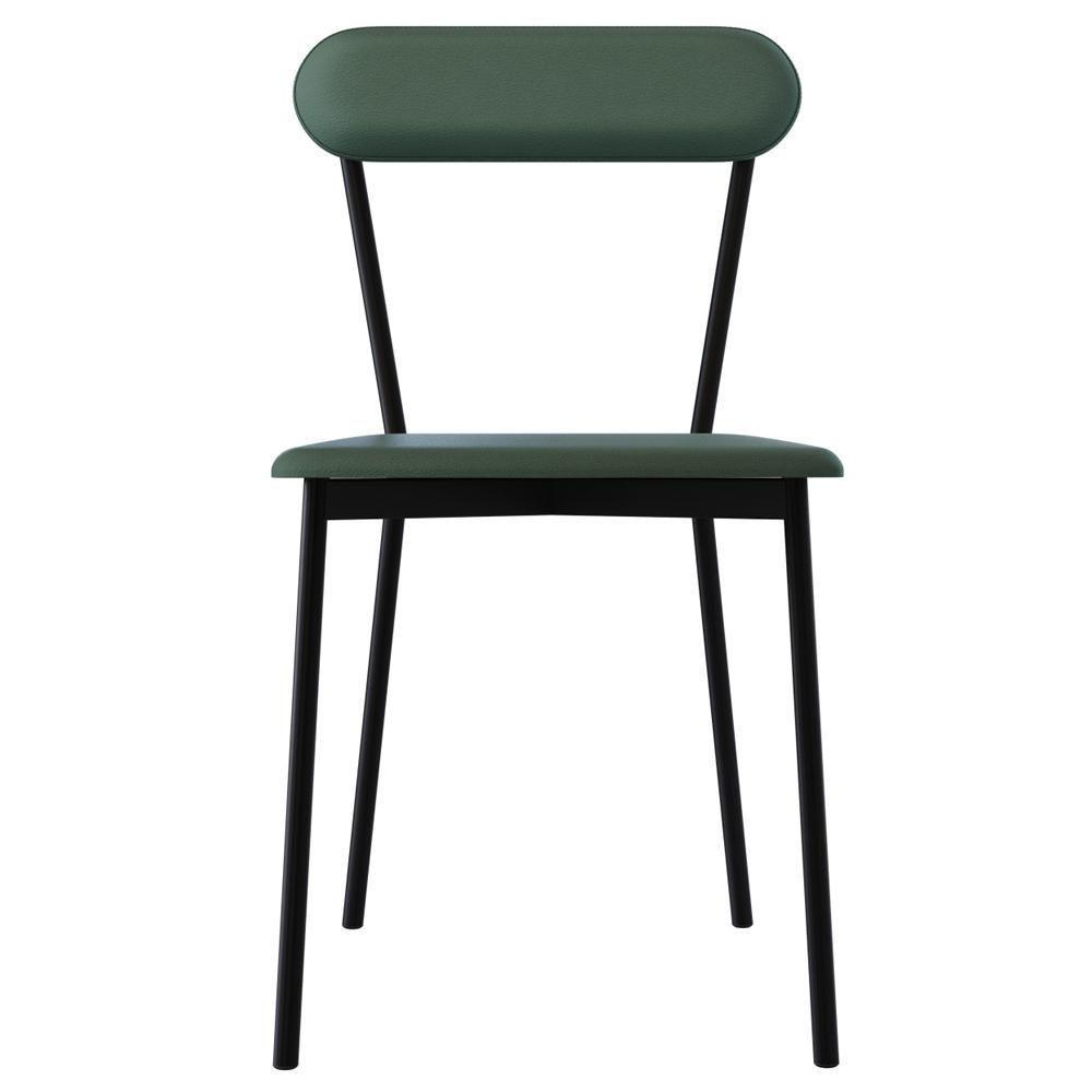 Kit 05 Cadeiras Estofada Para Sala De Jantar Liora Preto C01 Courino Verde Sálvia - Lyam Decor - 3
