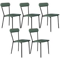 Kit 05 Cadeiras Estofada Para Sala De Jantar Liora Preto C01 Courino Verde Sálvia - Lyam Decor - 1
