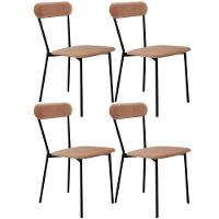 Kit 04 Cadeiras Estofada Para Sala De Jantar Liora Preto C01 Veludo Bege - Lyam Decor - 1