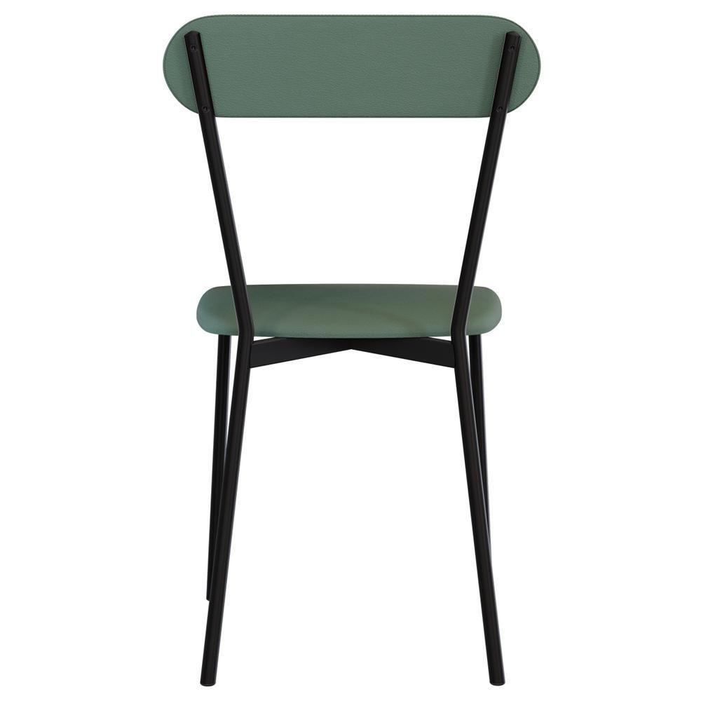 Cadeira Estofada Para Sala De Jantar Liora Preto C01 Courino Verde Sálvia - Lyam Decor - 7