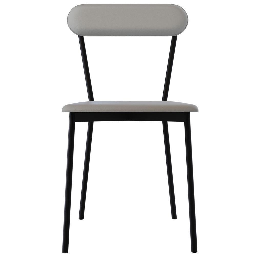 Kit 03 Cadeiras Estofada Para Sala De Jantar Liora Preto C01 Courino Off White - Lyam Decor - 3