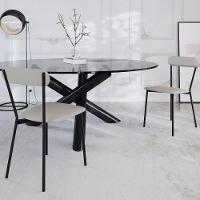 Kit 03 Cadeiras Estofada Para Sala De Jantar Liora Preto C01 Courino Off White - Lyam Decor - 2