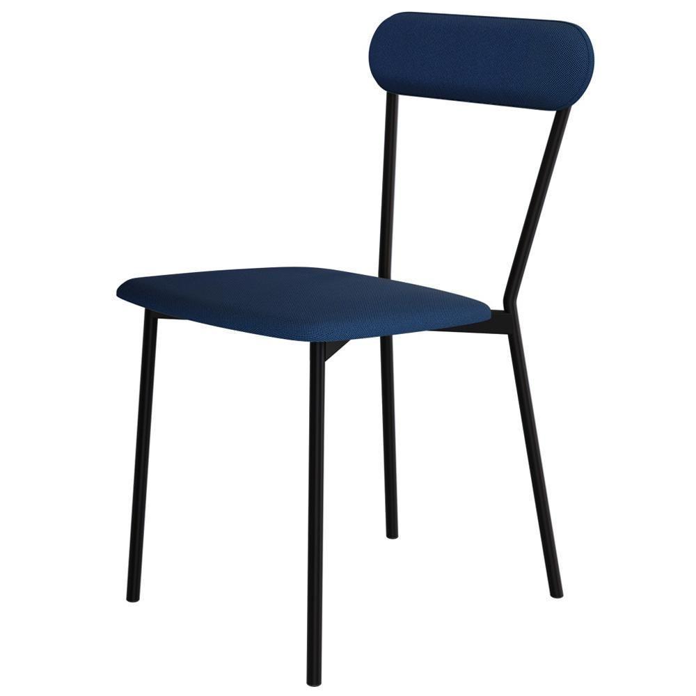 Kit 05 Cadeiras Estofada Para Sala De Jantar Liora Preto C01 Linho Azul - Lyam Decor - 7