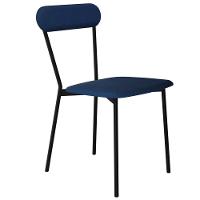 Kit 05 Cadeiras Estofada Para Sala De Jantar Liora Preto C01 Linho Azul - Lyam Decor - 6