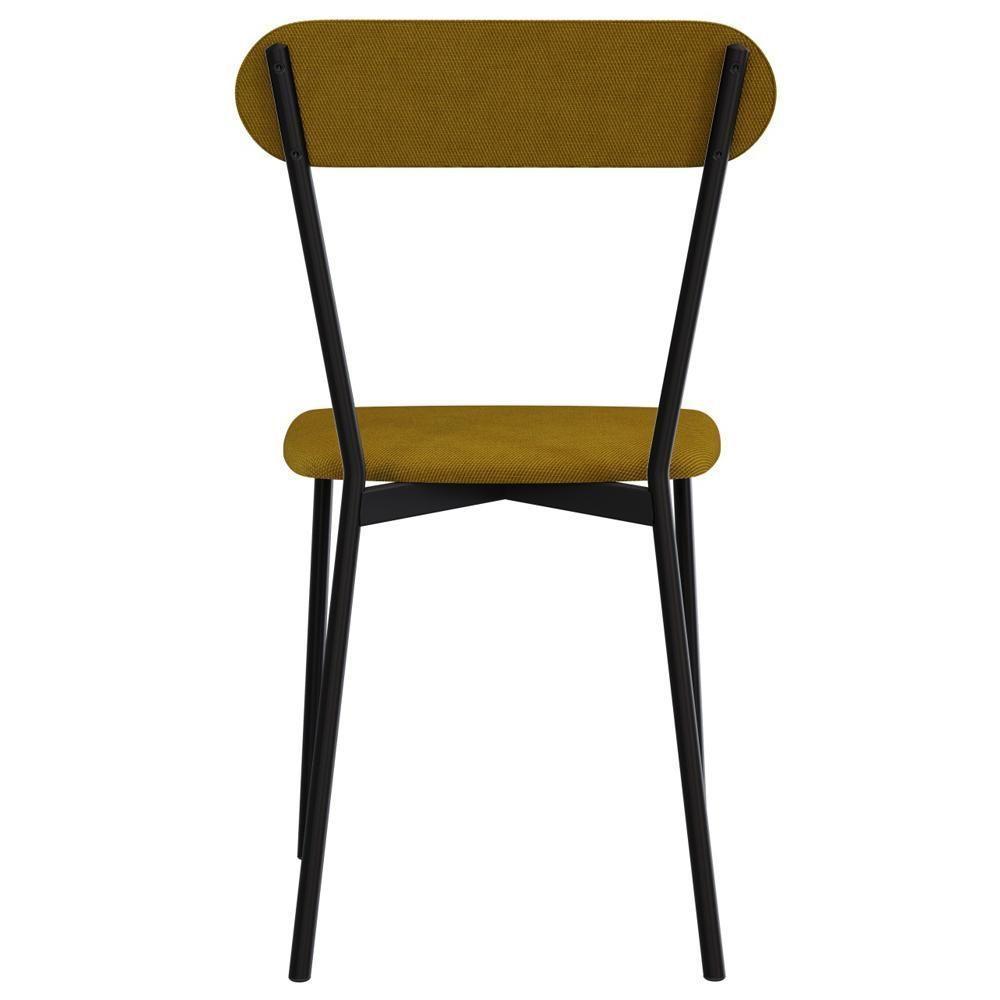 Kit 04 Cadeiras Estofada Para Sala De Jantar Liora Preto C01 Linho Mostarda - Lyam Decor - 9