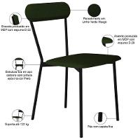 Kit 05 Cadeiras Estofada Para Sala De Jantar Liora Preto C01 Linho Verde Musgo - Lyam Decor