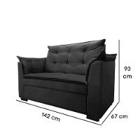 Sofá 2 Lugares Para Sala Moderno Confortável ágata Suede preto - 3