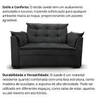 Sofá 2 Lugares Para Sala Moderno Confortável ágata Suede preto - 5