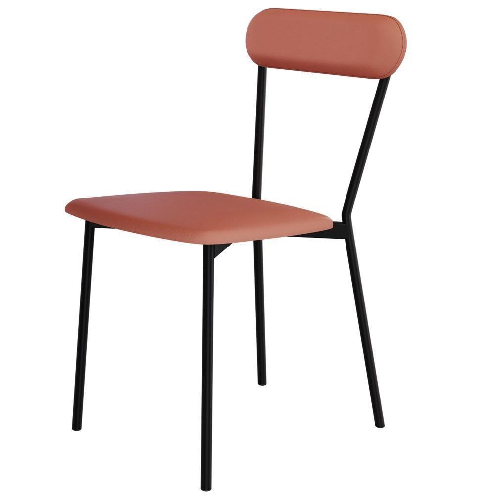 Cadeira Estofada Para Sala De Jantar Liora Preto C01 Courino Terra Rosê - Lyam Decor - 8