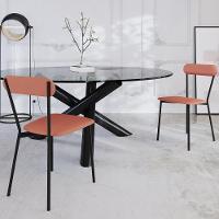 Cadeira Estofada Para Sala De Jantar Liora Preto C01 Courino Terra Rosê - Lyam Decor - 2