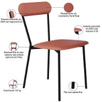 Cadeira Estofada Para Sala De Jantar Liora Preto C01 Courino Terra Rosê - Lyam Decor