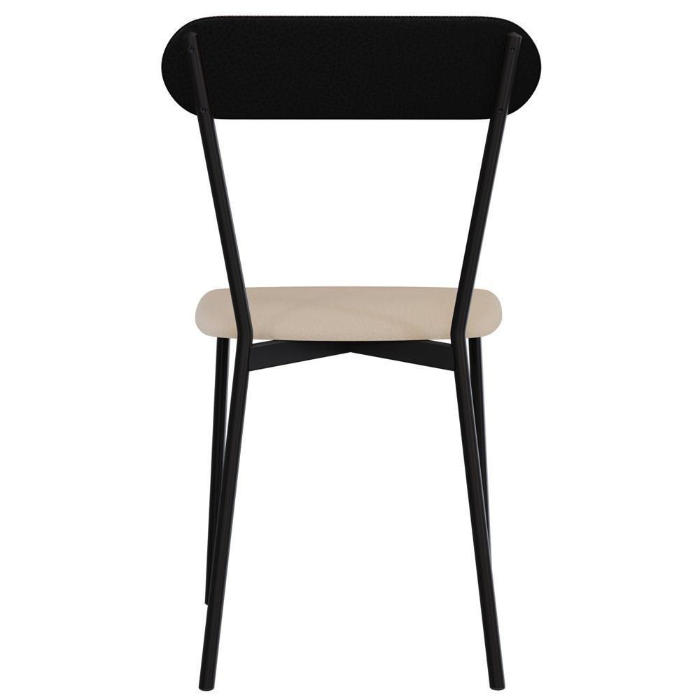 Kit 03 Cadeiras Estofada Para Sala De Jantar Liora Preto C01 Linho Areia Courino Preto - Lyam Decor - 9