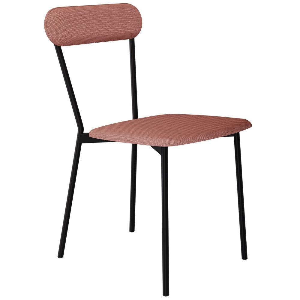 Kit 05 Cadeiras Estofada Para Sala De Jantar Liora Preto C01 Linho Rosê - Lyam Decor - 2