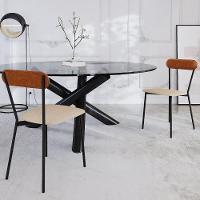 Kit 02 Cadeiras Estofada Para Sala De Jantar Liora Preto C01 Linho Areia Courino Caramelo - Lyam Decor - 2