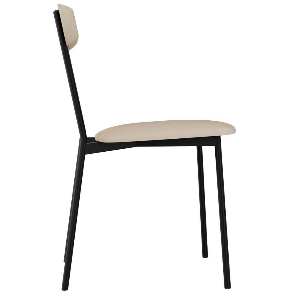 Kit 04 Cadeiras Estofada Para Sala De Jantar Liora Preto C01 Linho Areia - Lyam Decor - 3