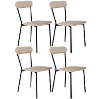 Kit 04 Cadeiras Estofada Para Sala De Jantar Liora Preto C01 Linho Areia - Lyam Decor - 1