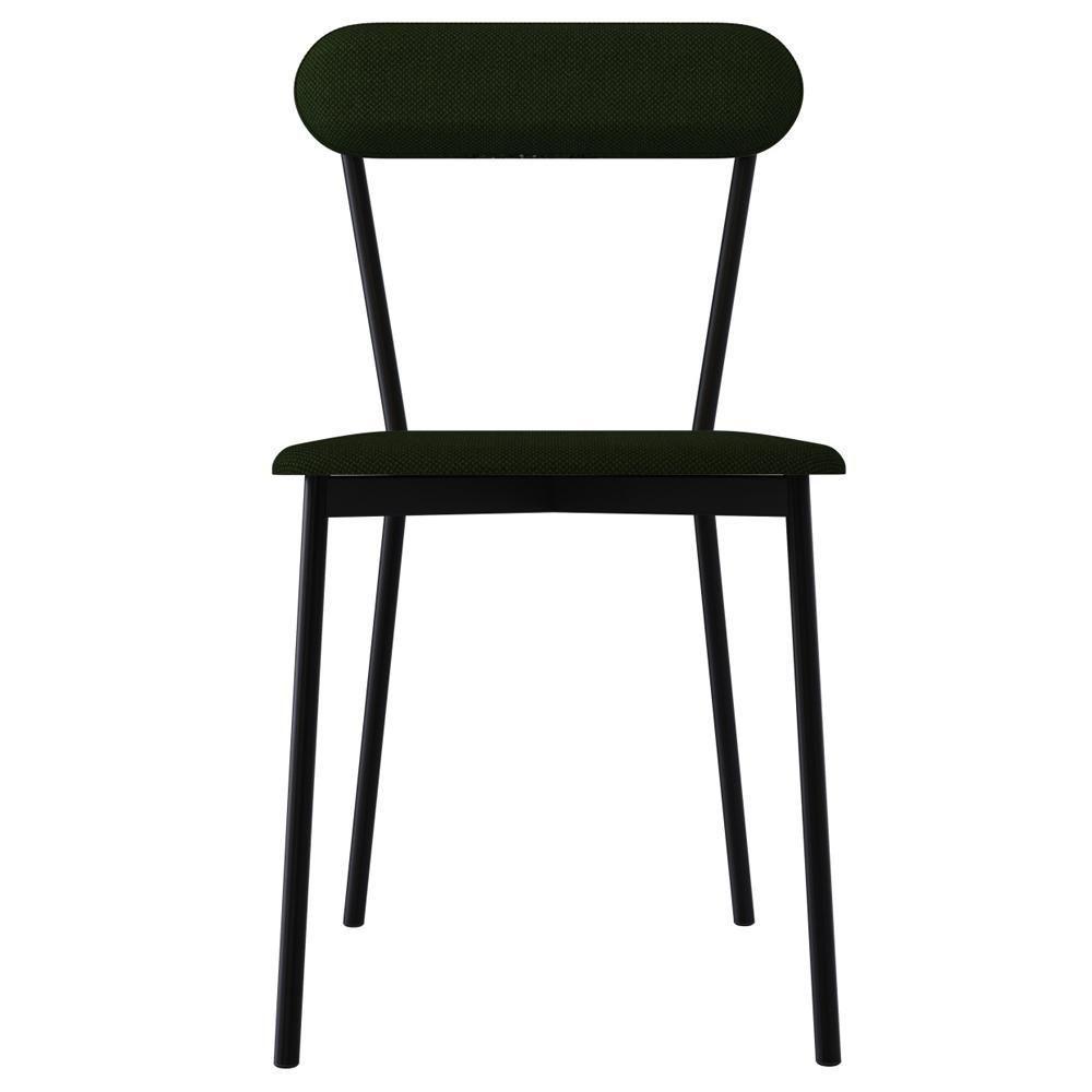 Kit 04 Cadeiras Estofada Para Sala De Jantar Liora Preto C01 Linho Verde Musgo - Lyam Decor - 3