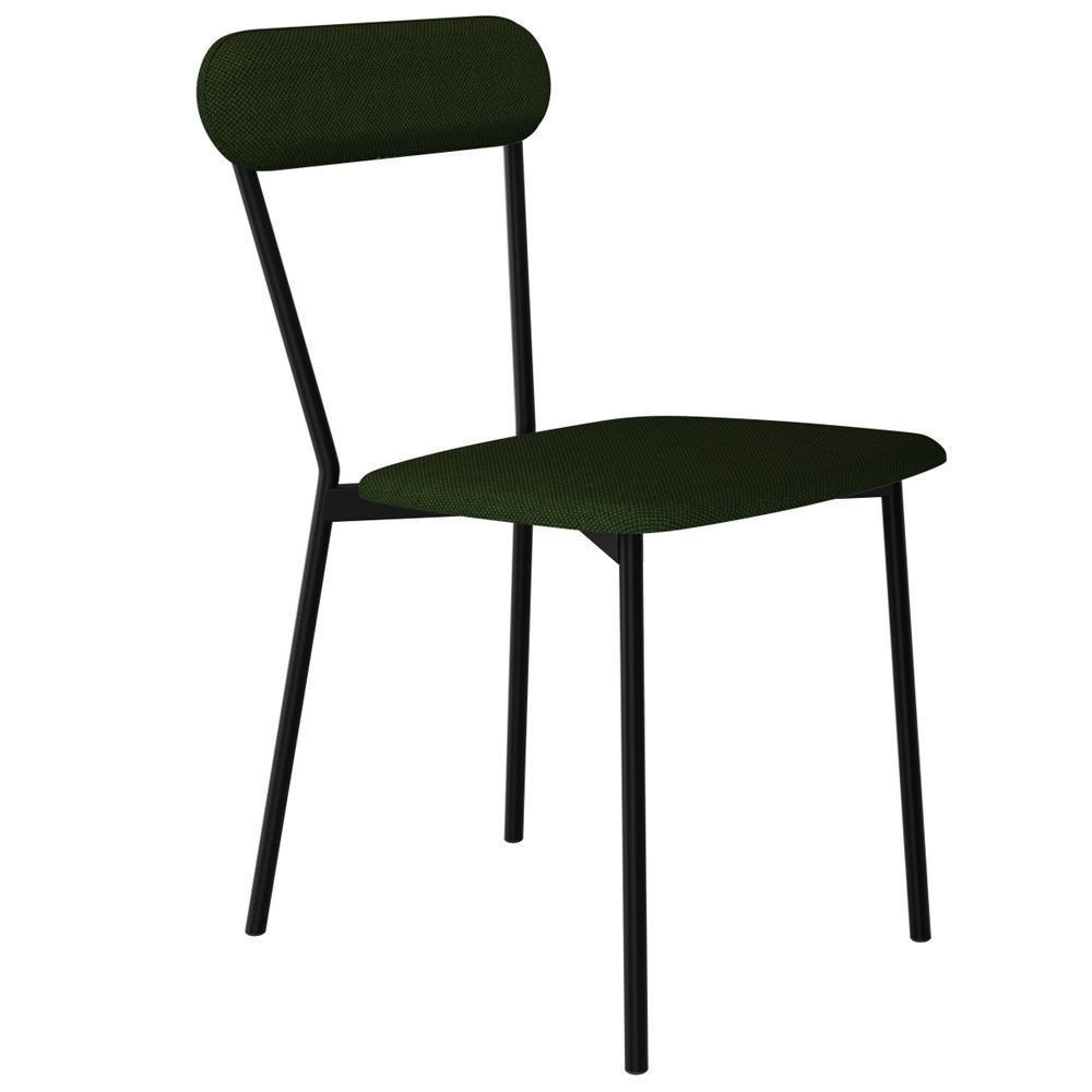 Kit 04 Cadeiras Estofada Para Sala De Jantar Liora Preto C01 Linho Verde Musgo - Lyam Decor - 6