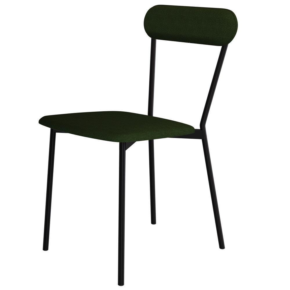 Kit 04 Cadeiras Estofada Para Sala De Jantar Liora Preto C01 Linho Verde Musgo - Lyam Decor - 7