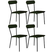 Kit 04 Cadeiras Estofada Para Sala De Jantar Liora Preto C01 Linho Verde Musgo - Lyam Decor - 1