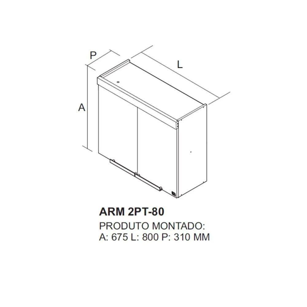 Armário Aéreo De Cozinha 80cm 2 Portas New Porto - Itatiaia Freijó-off White - 2