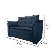 Sofá 2 Lugares Para Sala Moderno Confortável ágata Suede azul Marinho - 3