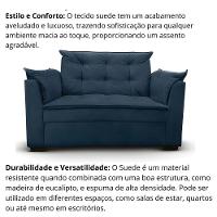Sofá 2 Lugares Para Sala Moderno Confortável ágata Suede azul Marinho - 5