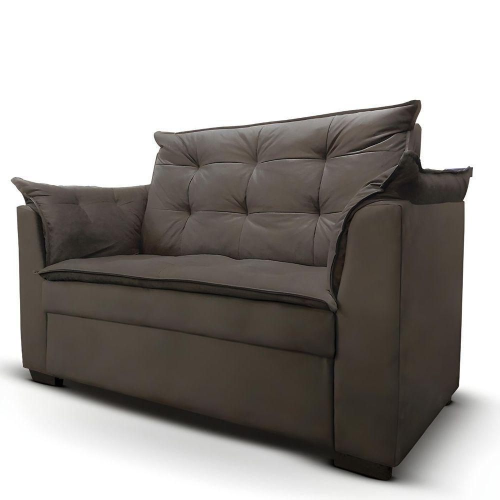 Sofá 2 Lugares Para Sala Moderno Confortável Elegance Suede marrom - 6