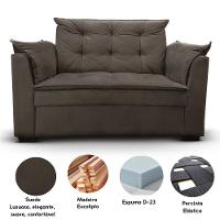 Sofá 2 Lugares Para Sala Moderno Confortável Elegance Suede marrom