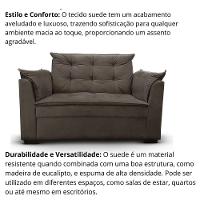 Sofá 2 Lugares Para Sala Moderno Confortável Elegance Suede marrom - 5