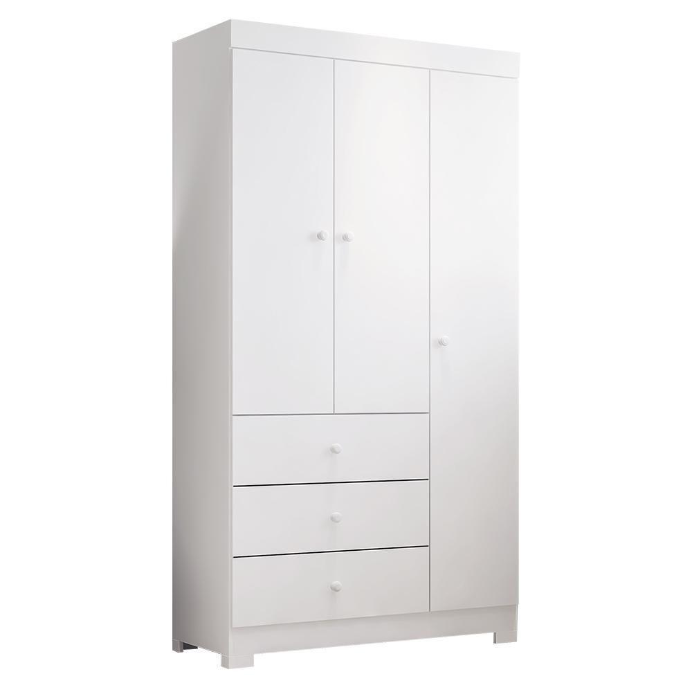 Guarda Roupa Infantil Duda 3 Portas E 3 Gavetas Branco - Phoenix Baby Branco - 1